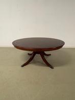 Engelse ovale salontafel, mahonie met bruin leder, Ophalen, Gebruikt, 100 tot 150 cm, 50 tot 100 cm