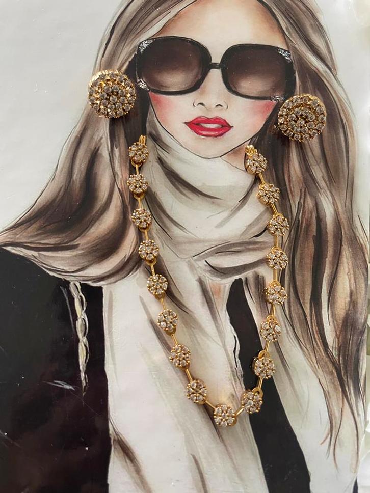 Schattige Choker Set met Bloemen, Sieraden, Tassen en Uiterlijk, Kettingen, Nieuw, Overige materialen, Goud, Met strass, Verzenden