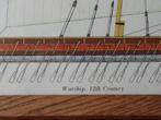 Antieke ingelijste gravure uit Engeland van een oorlogsschip, Antiek en Kunst, Ophalen of Verzenden