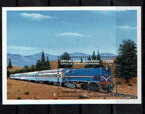 guinee 1998 pf blok treinen spoorwegen railroad trains 2, Postzegels en Munten, Postzegels | Thematische zegels, Postfris, Treinen