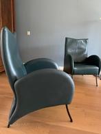 2x fauteuil van Leolux - donkergroen, Ophalen, Gebruikt, 75 tot 100 cm, 50 tot 75 cm