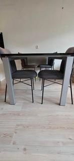 Zwarte natuurstenen granieten blad eettafel, Ophalen, Overige materialen, Gebruikt, 50 tot 100 cm