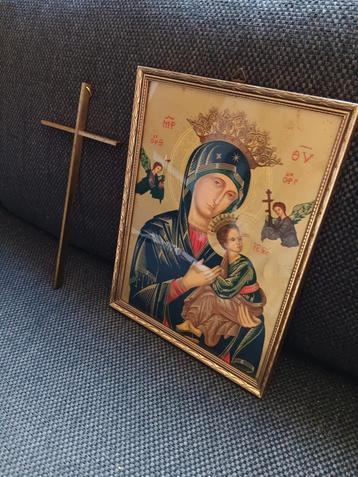 Maria met kind icoon & kruisbeeld beschikbaar voor biedingen