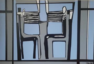 Stylistisch groot schilderij ZWART WIT GRIJS beschikbaar voor biedingen