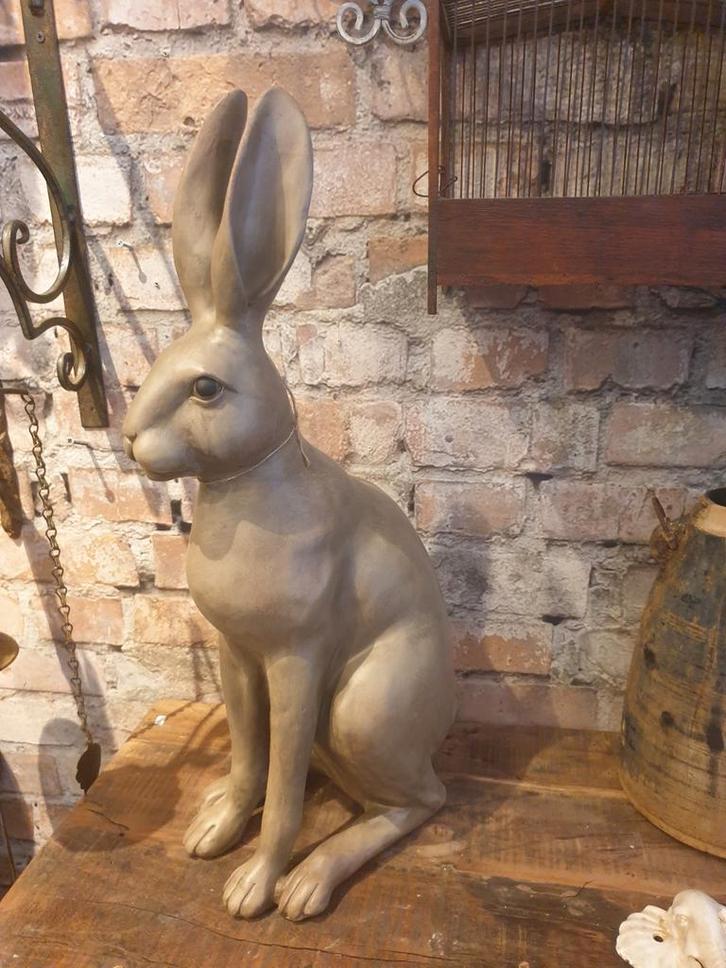 Schitterende grote levensechte haas 62 cm!, Antiek en Kunst, Kunst | Beelden en Houtsnijwerken, Ophalen of Verzenden