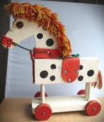 Paard op wielen~ 31 cm~Vintage Houten paardje Kerst~jrn 70, Ophalen of Verzenden