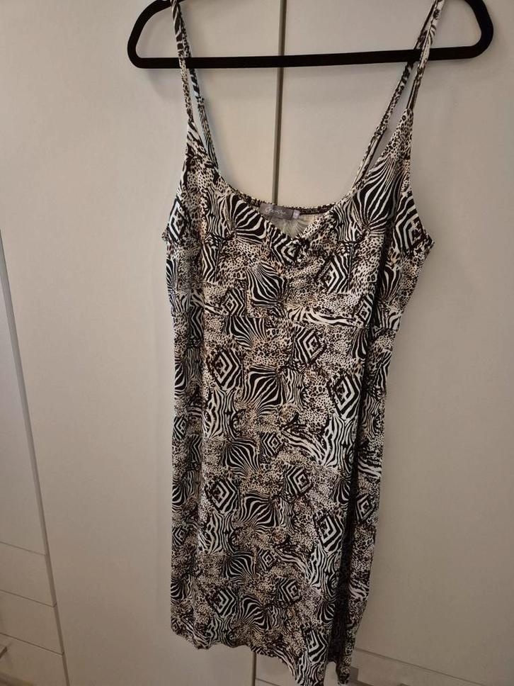 Geisha Zomerjurkje - Zebra/Luipaard - 3XL/46, Kleding | Dames, Jurken, Gedragen, Zwart, Ophalen of Verzenden