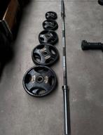 67,5kg Olympische Gewichten + Barbell 220cm ,20kg, Sport en Fitness, Fitnessmaterialen, Halterschijven, Gebruikt, Ophalen