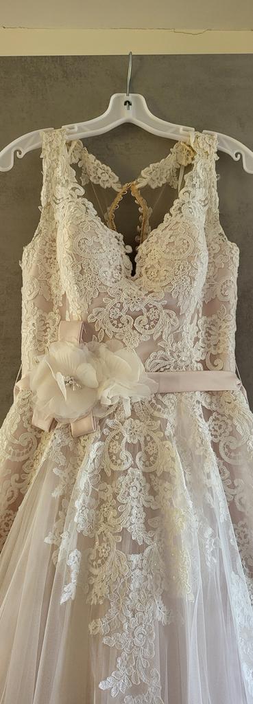 Nieuwe Crème/Roze Bruidsjurk + Sluier & Hoepel, Kleding | Dames, Trouwkleding en Trouwaccessoires, Nieuw, Trouwjurk, Roze, Ophalen of Verzenden