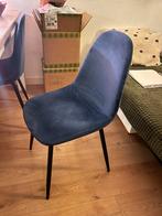 4 Marine Blauwe Suède fluwelen  Stoelen, Huis en Inrichting, Stoelen, Ophalen, Blauw, Zo goed als nieuw, Vier