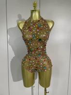 Goude Jumpsuit met gekleurde steentjes, Kleding | Dames, Jumpsuits, Overige kleuren, Maat 42/44 (L), Nieuw, Ophalen of Verzenden