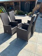 4 stuks wicker Stoelen - antraciet incl kussens, Tuin en Terras, Tuinstoelen, Ophalen, Gebruikt, Wicker, Verstelbaar