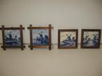 Wandtegeltjes Hollandse Molens 2x Delfts Blauw handgesch., Antiek en Kunst, Ophalen of Verzenden