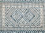 Handmade Soumak kelim Tunesië wol aztec white blue 154x238cm, Huis en Inrichting, Gebruikt, ., Crème, 150 tot 200 cm