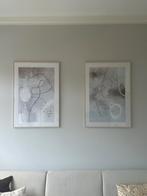 2 lijsten met print, Huis en Inrichting, Woonaccessoires | Lijsten, Ophalen, Zo goed als nieuw, Hout, Minder dan 50 cm