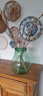 Grote vintage groene vaas van glas, Huis en Inrichting, Woonaccessoires | Vazen, Ophalen of Verzenden, Minder dan 50 cm, Groen