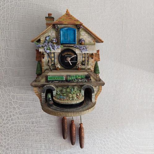 Flying Scotsman Wandklok met Trein Thema, Huis en Inrichting, Woonaccessoires | Klokken, Gebruikt, Wandklok, Analoog, Ophalen of Verzenden