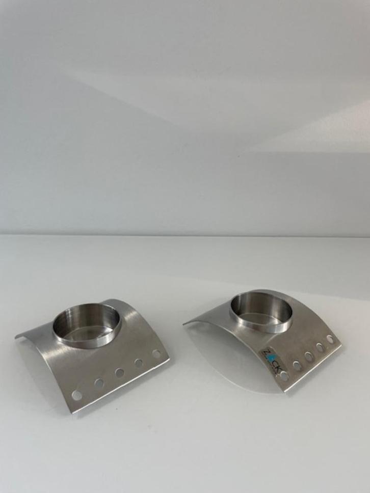 2x ZACK RVS waxinelichthouders, Huis en Inrichting, Woonaccessoires | Kandelaars en Kaarsen, Zo goed als nieuw, Kandelaar, Minder dan 25 cm