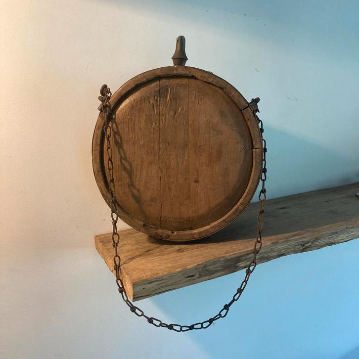 Antieke Houten Drinkfles / Veldfles Tonnetje, Antiek en Kunst, Curiosa en Brocante, Ophalen of Verzenden