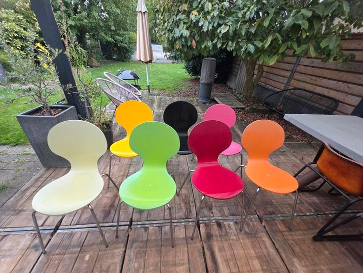 Vlinderstoelen - Set van 7 - Gebruikt, Huis en Inrichting, Stoelen, Gebruikt, Vijf, Zes of meer stoelen, Hout, Ophalen of Verzenden