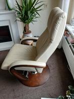 Mooie Crème leren relax fauteuil, Ophalen, 75 tot 100 cm, Leer, 50 tot 75 cm