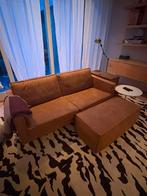 Leren Suede Vintage Designer Bank + poef (bruin), Ophalen
