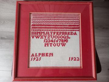 Antieke merklap omstreeks 1921 1922 Alphen borduurwerk beschikbaar voor biedingen