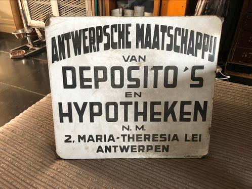 OUD EMAILLE BORD ANTWERPSE MAATSCHAPPIJ, Antiek en Kunst, Antiek | Emaille, Ophalen of Verzenden