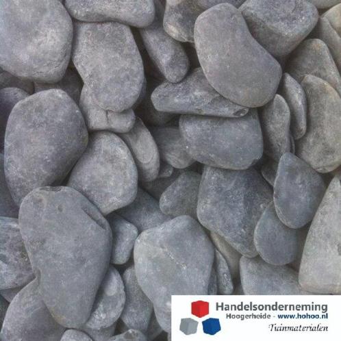 Flat pebbles zwart plat afgeronde kiezels antraciet uniek, Tuin en Terras, Grind, Keien en Split, Nieuw, Grind, Antraciet, Overige materialen