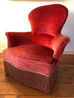 Gezellig roze cocktailstoeltje, velours stof, vintage design, Huis en Inrichting, Fauteuils, Minder dan 75 cm, Ophalen of Verzenden