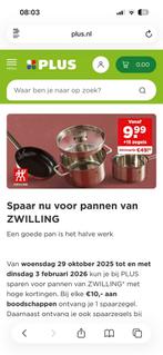 Gezocht: Plus spaarzegels Zwilling pannen!, Verzamelen, Supermarktacties, Plus, Verzenden