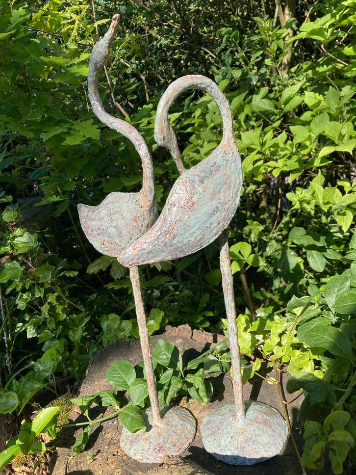 Handgemaakte Vogelbeelden met Bronzen Patina - Tuindecoratie, Tuin en Terras, Tuinbeelden, Nieuw, Dierenbeeld, Overige materialen