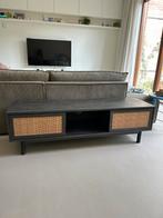Zwart televisiemeubel, tv meubel met rotan deurtjes, Ophalen, 100 tot 150 cm, Zo goed als nieuw, Minder dan 100 cm