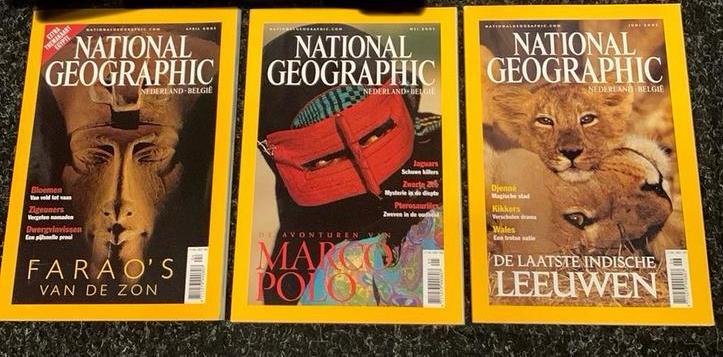 National Geographic magazine jaargang 2001(9 edities), Boeken, Tijdschriften en Kranten, Zo goed als nieuw, Wetenschap en Natuur