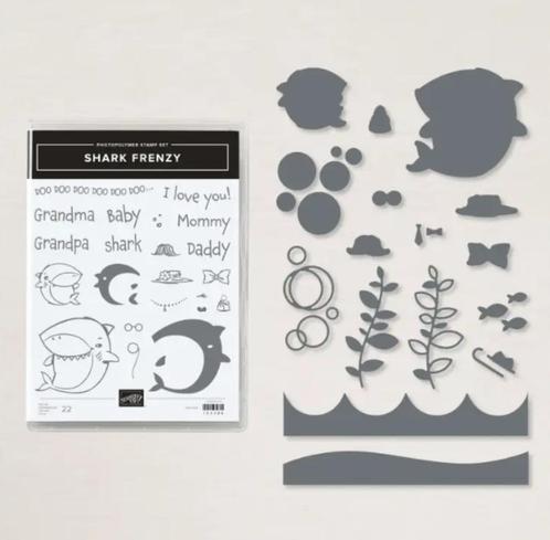 Stampin' Up! bundel Shark Frenzy haaien, Hobby en Vrije tijd, Kaarten | Zelf maken, Zo goed als nieuw, Overige typen, Dieren, Ophalen of Verzenden