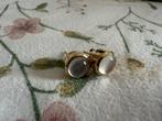 Vintage Gouden Oorbellen met Maansteen, Ophalen of Verzenden, Goud, Oorbellen, Met edelsteen