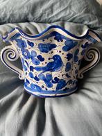 Deruta Italy majolica cachepot – blauwwit, vogelmotief, l, Antiek en Kunst, Ophalen of Verzenden
