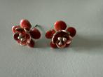 Pilgrim koraalrode Bloemen Oorbellen, Overige materialen, Ophalen of Verzenden, Zo goed als nieuw, Knopjes of Stekers