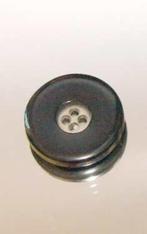 Vintage kunststof/metaal knoop nr C964 zwart-zilver, Verzenden, Zo goed als nieuw, Knoop of Knopen