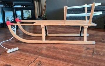 Houten slee slede met (op te schroeven) rugleuning ( beschikbaar voor biedingen