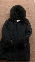 Donkerblauwe Woolrich jas met bontmouw, Ophalen, Blauw