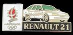 Renault 21 Albertville pin- emaille, Verzamelen, Speldjes, Pins en Buttons, Verzenden, Nieuw, Transport, Speldje of Pin