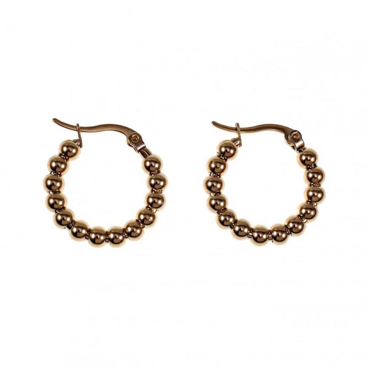 Ø22mm Oorbellen Dames - Verguld RVS - Oorringen met Bollejes, Sieraden, Tassen en Uiterlijk, Oorbellen, Nieuw, Hangers, Overige materialen