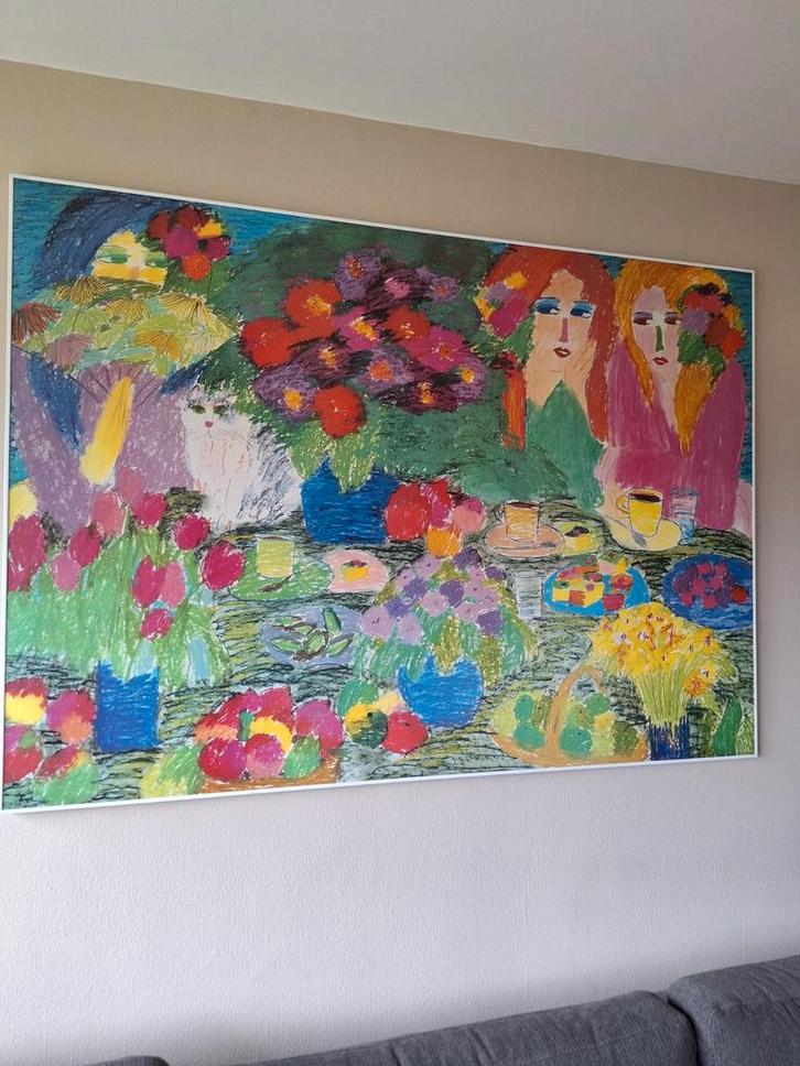 Groot Kleurig Schilderij - 1.60 x 1.15 m, Antiek en Kunst, Kunst | Schilderijen | Klassiek, Ophalen