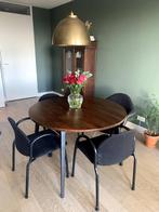 Made mango hout ronde eettafel 4-6 pax uitschuifbaar!, Huis en Inrichting, Tafels | Eettafels, Ophalen, Gebruikt, Rond, Vijf personen of meer