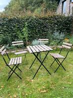 Tuinset tafel 4 stoelen bistroset, Tuin en Terras, Ophalen, Zo goed als nieuw, Hout, Inklapbaar