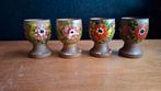 Vintage houten beschilderde eierdopje set van 4, Ophalen of Verzenden