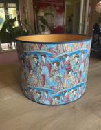 Lampenkap met geisha’s blauw, 25 tot 50 cm, Blauw, Chinoiserie, Rond