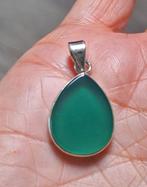 925 zilveren hanger met natuurlijke Groene Onyx steen, O.T., Overige voorstellingen, Nieuw, Ophalen of Verzenden