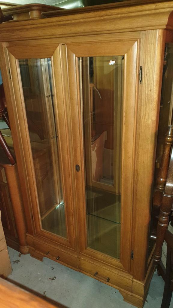 Blank eiken vitrinekast, Huis en Inrichting, Kasten | Vitrinekasten, Zo goed als nieuw, Minder dan 100 cm, 25 tot 50 cm, Kersenhout